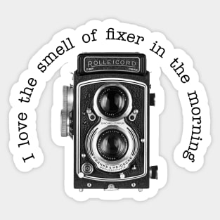 Retro Camera - Fixer Joke - Black Text Sticker